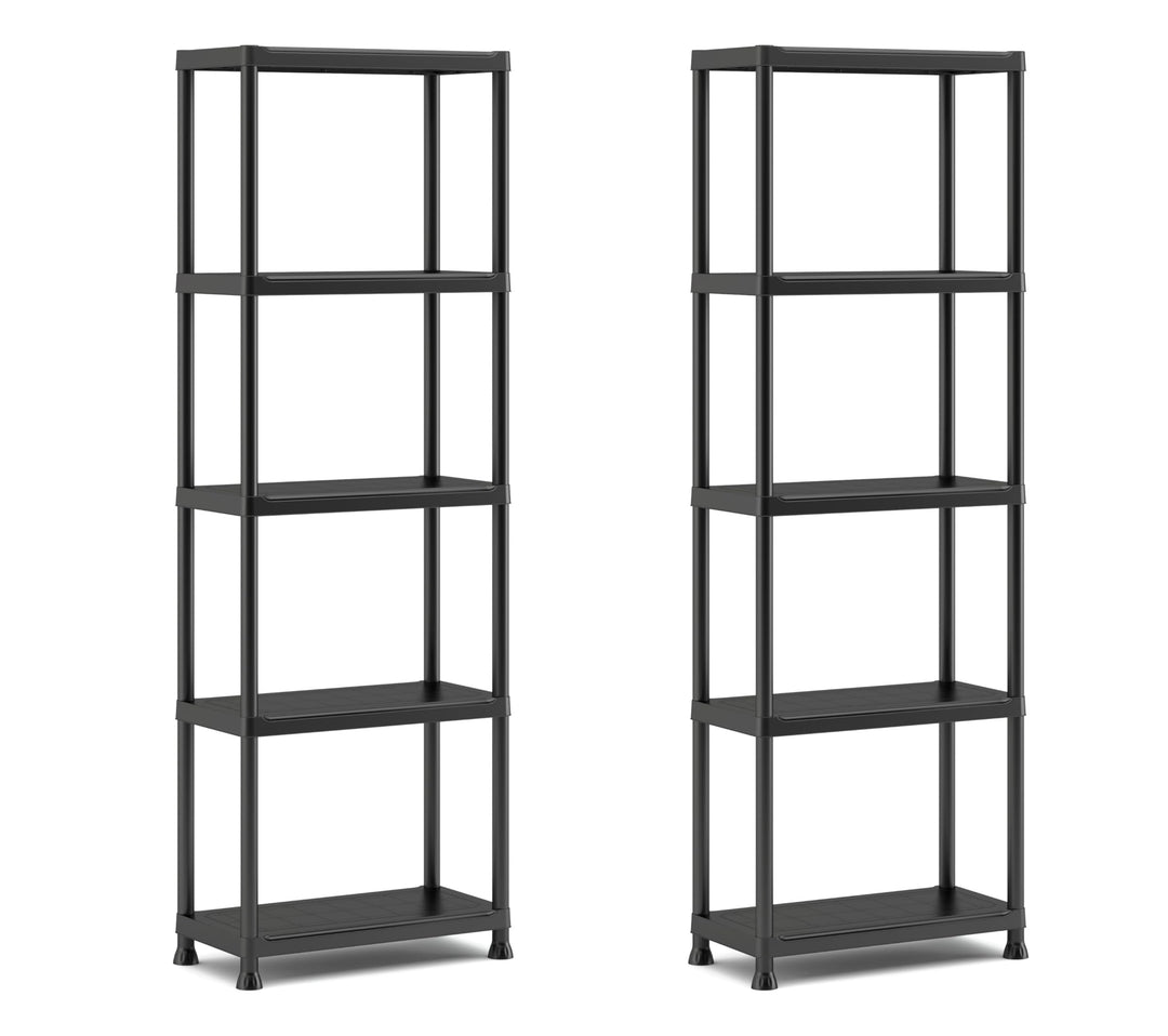 Keter 2er Set Regale 60/5, schwarz, 5 Böden, max. Traglast je 20 kg, 60 x 30 x 174 cm