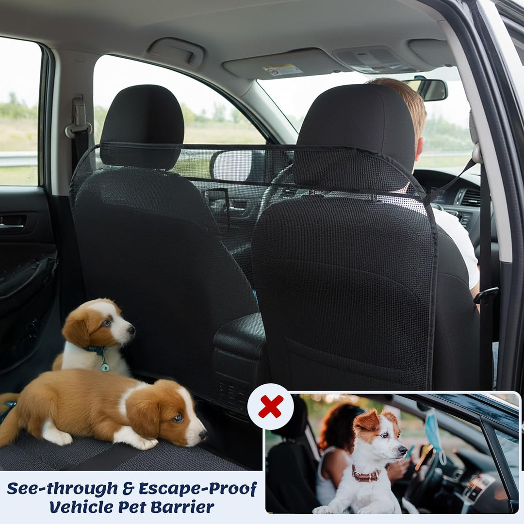 Hundegitter für Auto Kofferraum & Rücksitz – Universelle Faltbare Hundebarriere mit Tasche & transpa