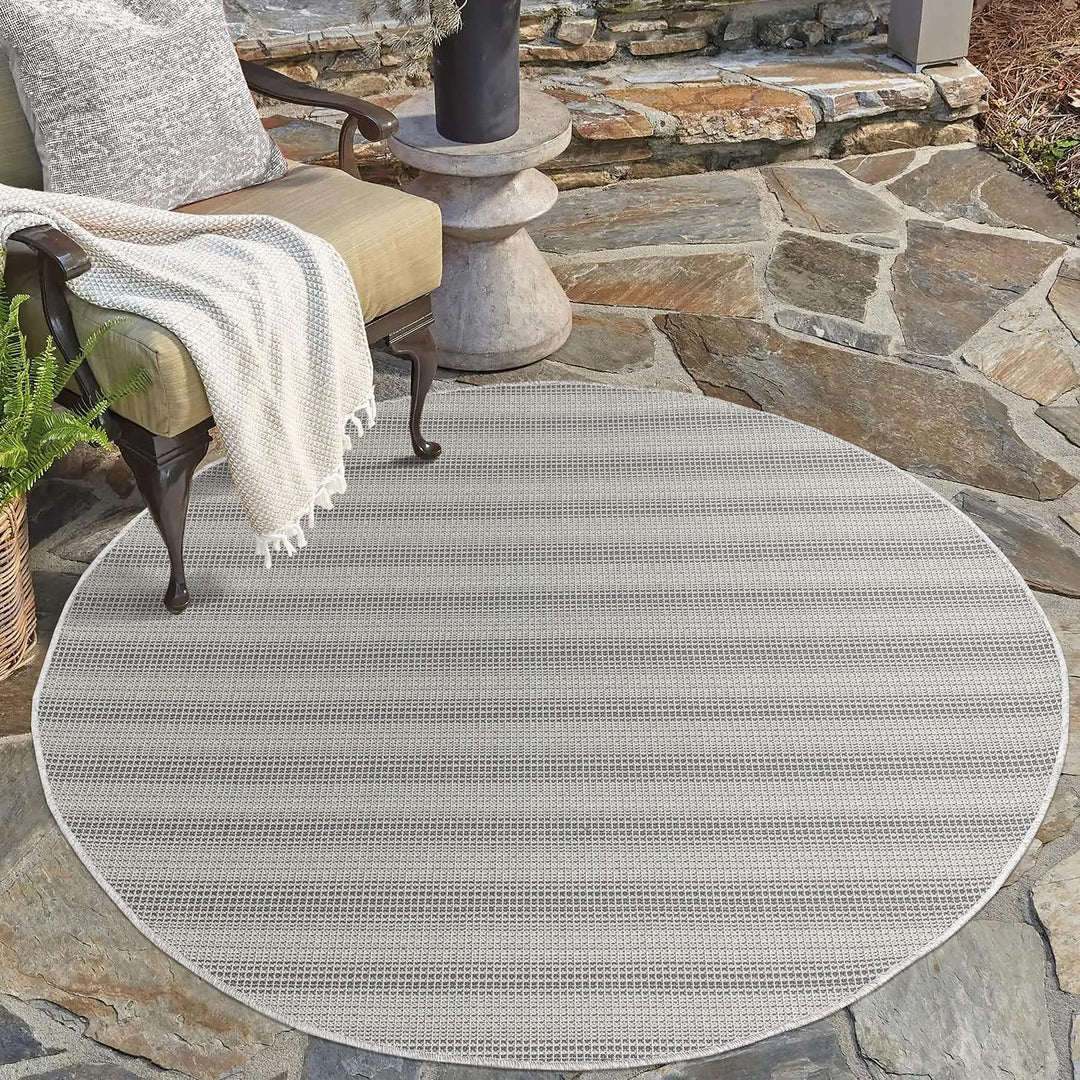 payé Outdoor Teppich Wetterfest Rund - Anthrazit - 160cm - Meliert - Küche Badezimmer Balkon Garten