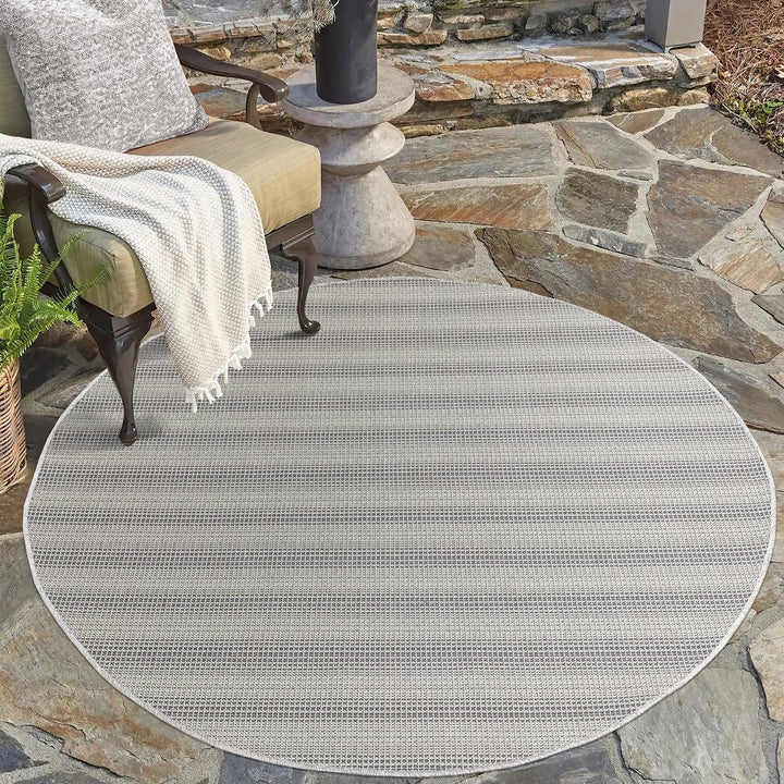 payé Outdoor Teppich Wetterfest Rund - Anthrazit - 160cm - Meliert - Küche Badezimmer Balkon Garten