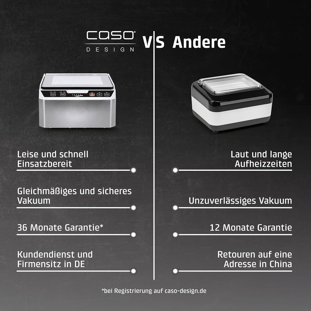 Caso VacuChef 40 - Kammervakuumierer aus Edelstahl, 3L Vakuumkammer 70 Liter/Minute, doppelte Schwei