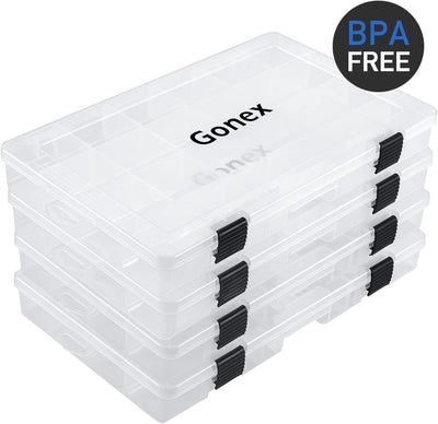 Gonex Köderboxen Angeln, Tackle Boxes 3/4 Stück, Transparente Kunststoff Angelbox mit Verstellbaren