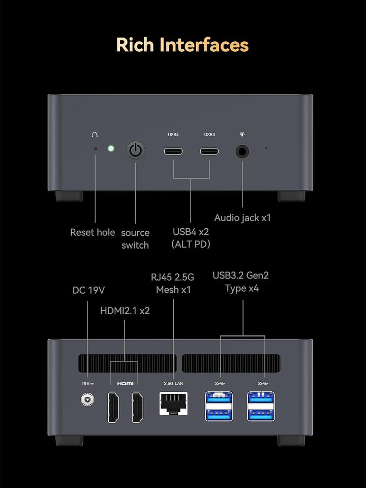 MINIS FORUM UM790 Pro Mini PC, AMD Ryzen 9 7940HS Prozessor (8C/16T, bis zu 5,2 GHz), AMD Radeon 780