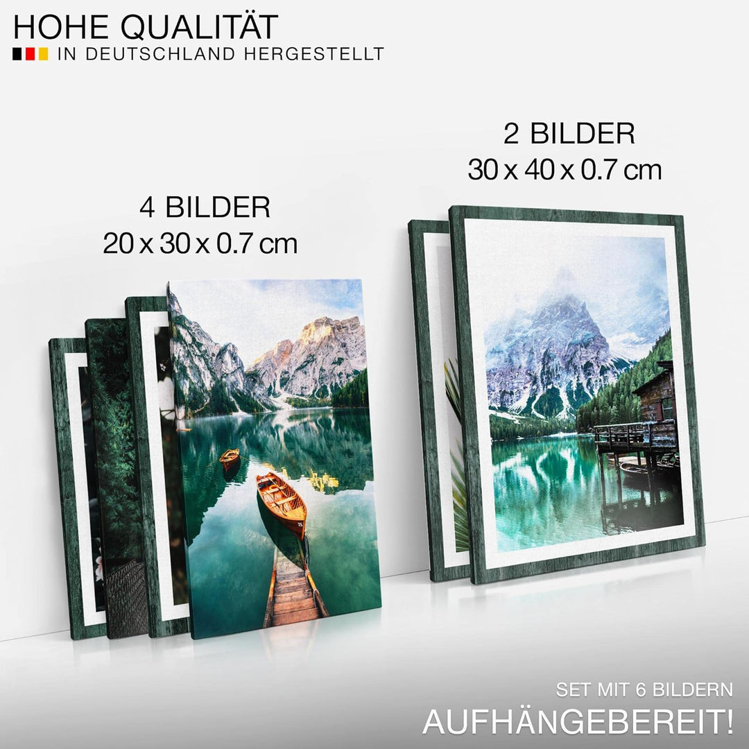Novart Wandbilder Set See Berge Natur - KEIN EXTRA RAHMEN BENÖTIGT - Modern Deko - Wohnzimmer Schlaf