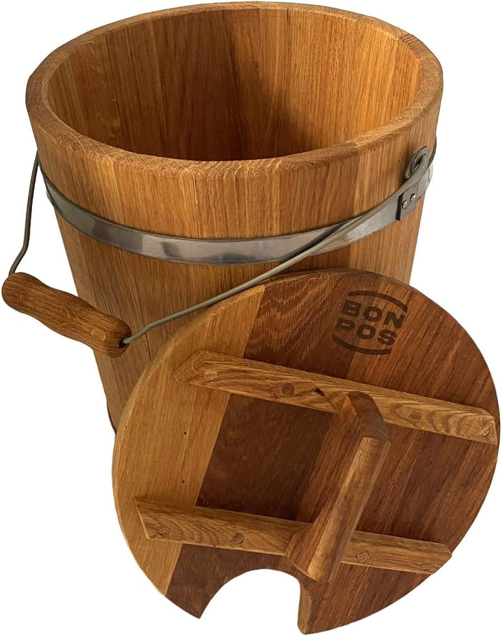 Walmeister Eicheneimer 15L Holzeimer Mit Tragegriff und Deckel aus Eiche