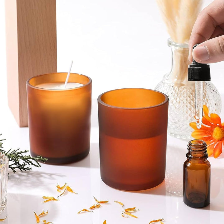 6er-Pack Kerzengläser mit Bambusdeckel (200ml) - 3mm Dickwandiges & Hitzebeständiges Glas - Elegante