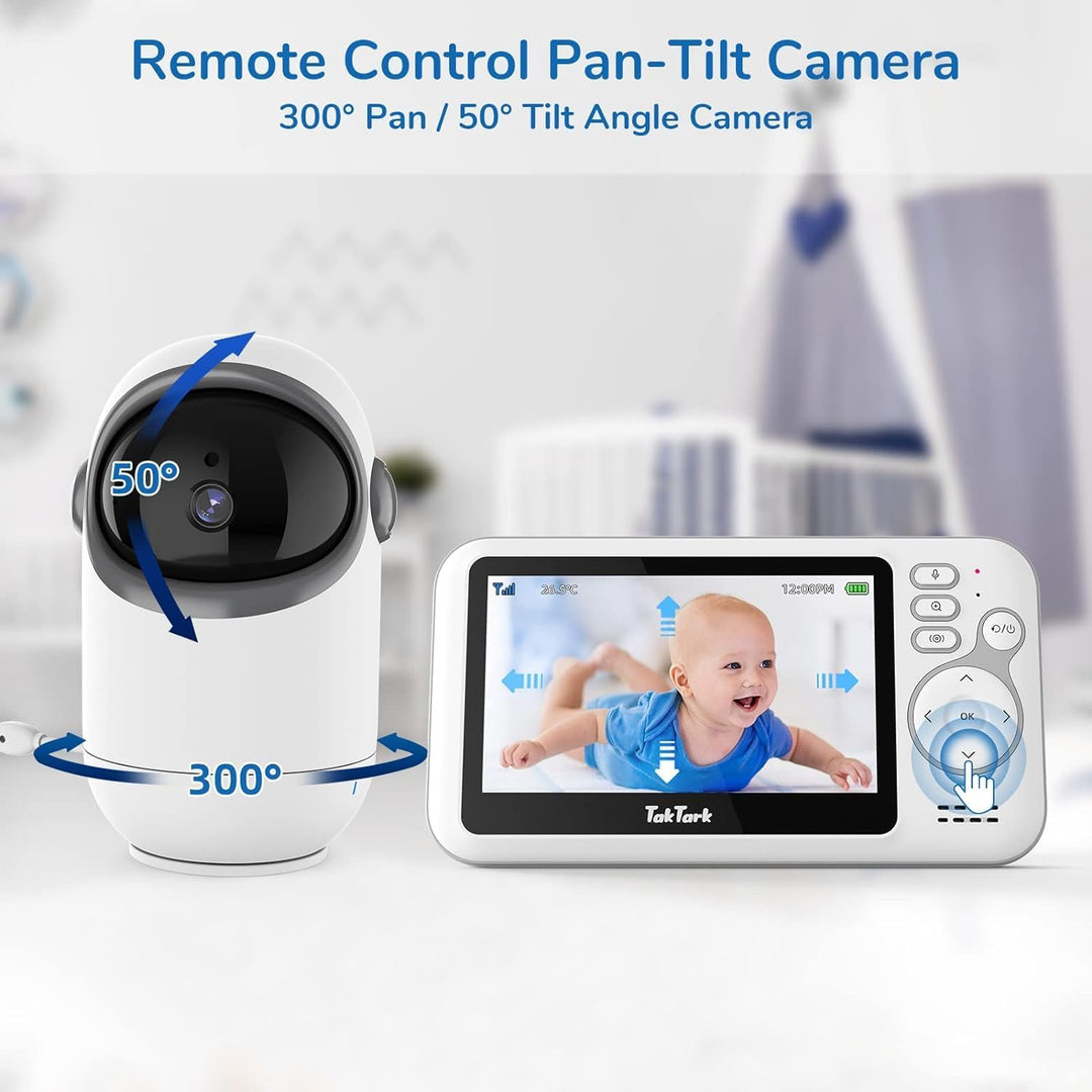 TakTark Babyphone mit Kamera, 4.3'' Babyfon mit Kamera und Audio mit Pan-Tilt 300° Rotation Video Ba