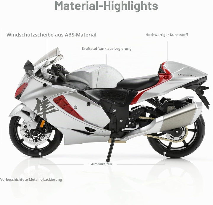 Motorrad Spielzeug für Kinder 1:12, Legierung Mini Motorcycle Modell Kompatibel für Suzuki Hayabusa