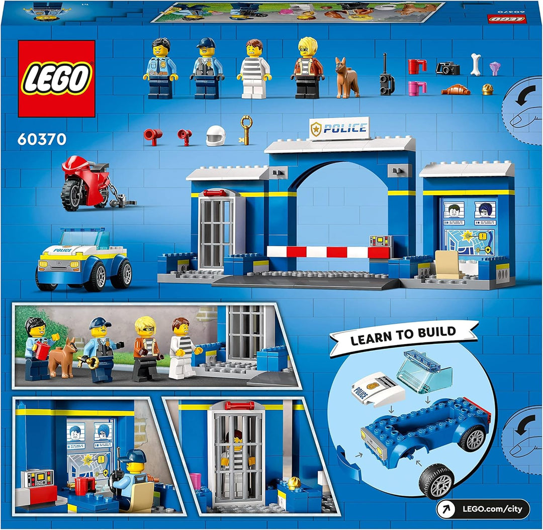 LEGO City Ausbruch aus der Polizeistation Spielset, Polizeiauto Spielzeug und Motorrad für Kinder ab