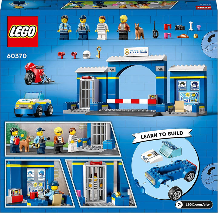 LEGO City Ausbruch aus der Polizeistation Spielset, Polizeiauto Spielzeug und Motorrad für Kinder ab