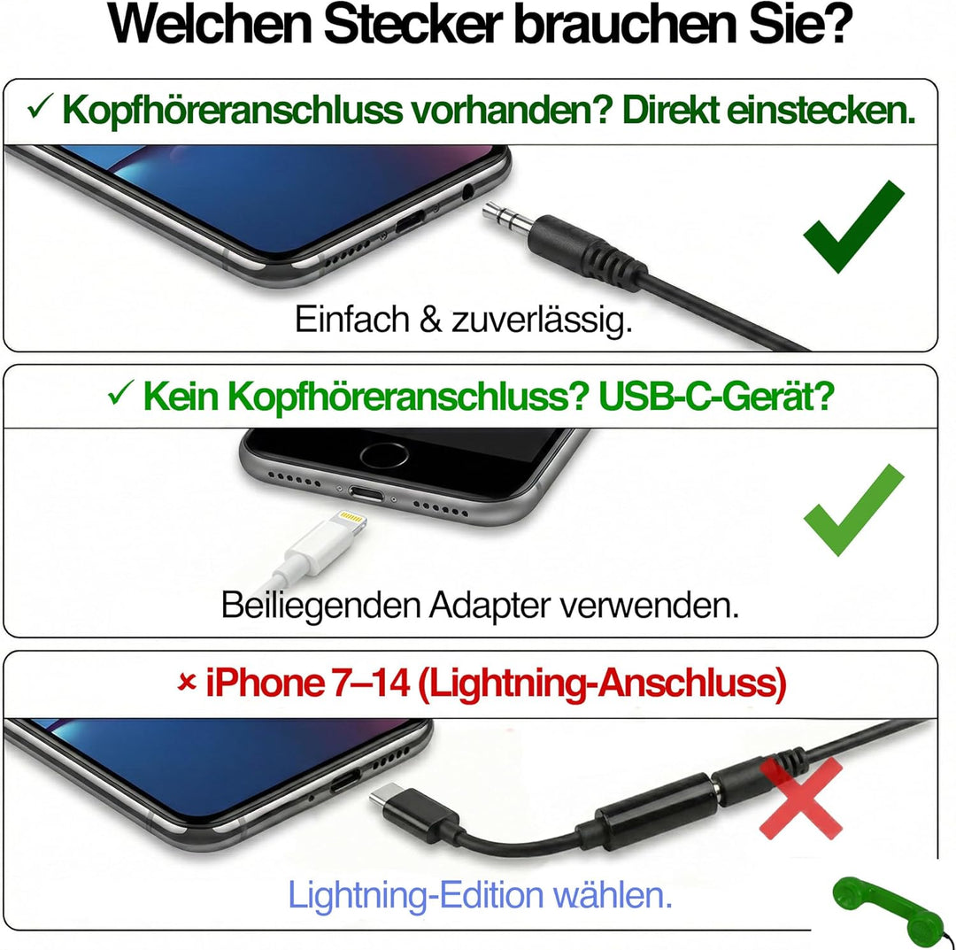 Opis 60s Micro - Retro Handyhörer für Android Smartphones, Tablets, Notebooks und Handys in der Form