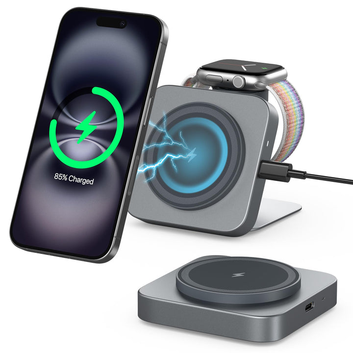 Mag-Safe Ladestation,Tragbares Ladegerät für Apple Watch und iPhone, induktive Ladestation Reisen ko