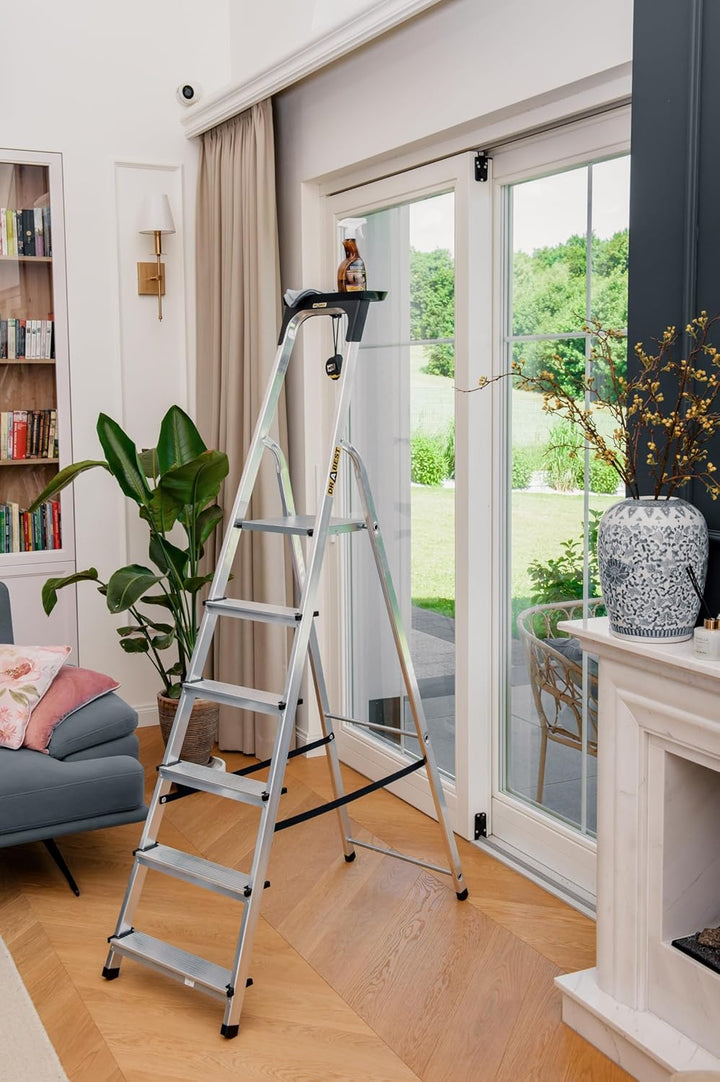 Drabest - Haushaltsleiter - Stehleiter - 6 Stufen - Arbeitshöhe 3,19m - Klappleiter aus Aluminium, m
