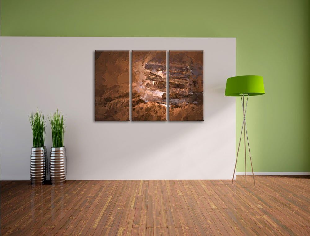 Pixxprint Schokoladenstücken Pinsel Effekt 3-Teiler Leinwandbild 120x80 Bild auf Leinwand