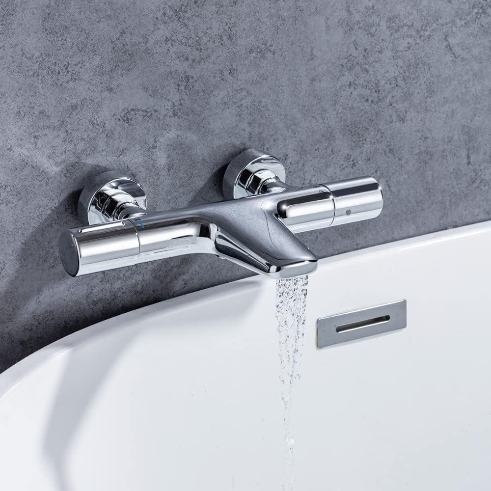 ONECE Thermostat Duscharmatur für Badewanne und Dusche, Badewannenarmatur mit Wasserfall Auslauf, Th