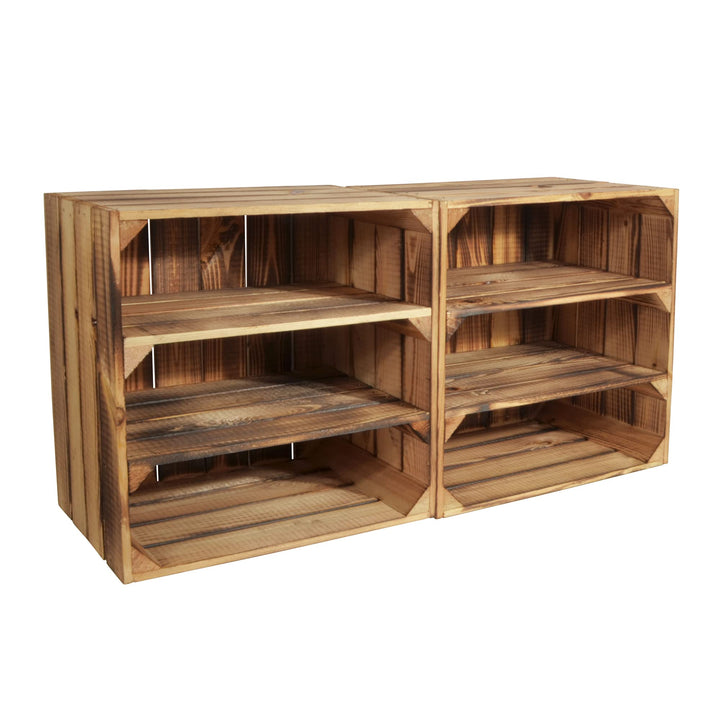 2 Set Weinregal Wino aus Holz - Geflammt 2X Regal Holzkiste 2 2x Geflammt Regal, 2 2x Geflammt Regal