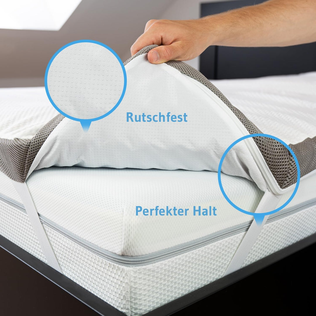 Topper 90x200cm EcoON, Testsieger 2022, Ergonomische Memory Schaum Auflage, Atmungsaktiv & Feuchtigk