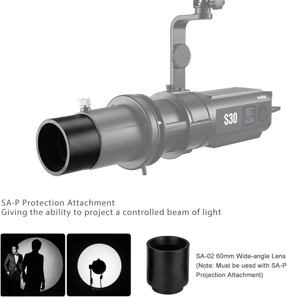 GODOX S30 Zubehör SA-02 60 mm Weitwinkel Objektiv SA-P Projektionszubehör Zubehör für S30 LED Videol