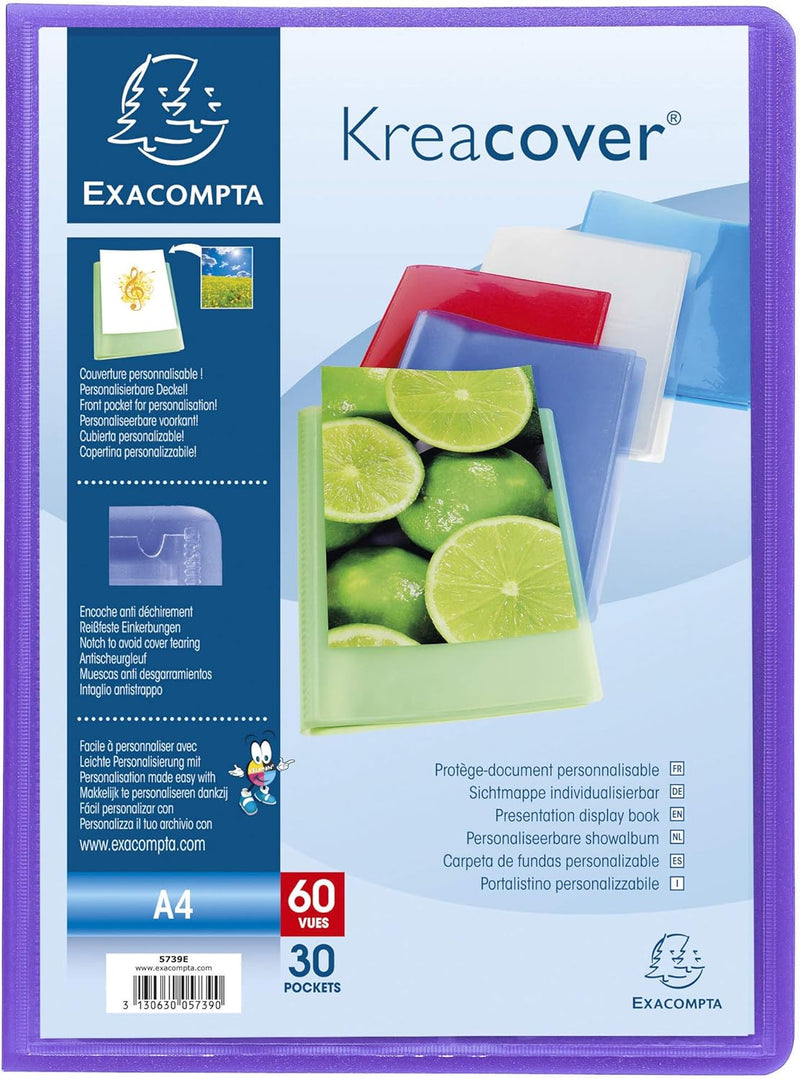 Exacompta 5739E 12er Pack Sichtmappe KeaCover aus Kunststoff DIN A4 mit 30 Klarsichthüllen, 60 Sicht