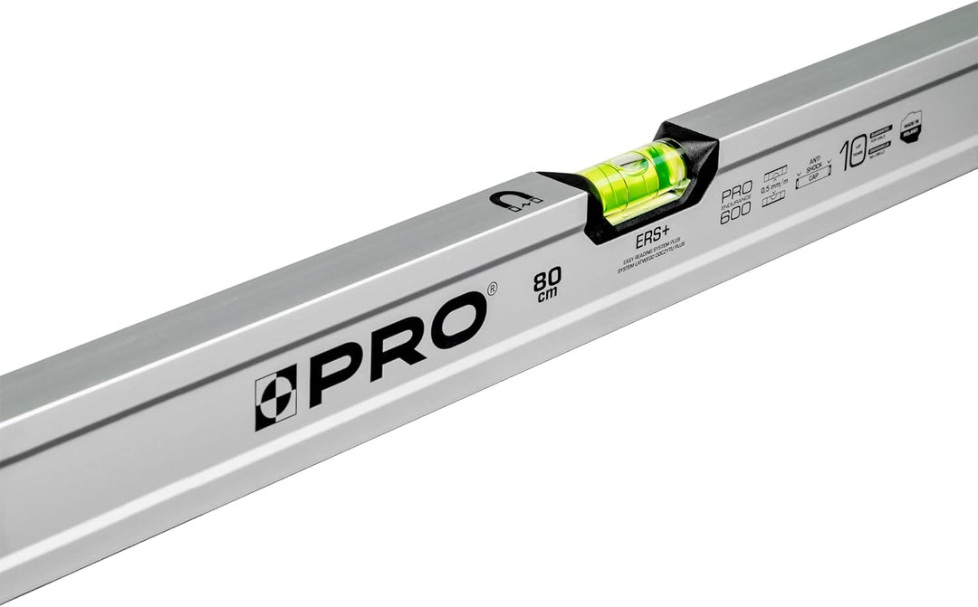 PRO600 Wasserwaage mit magneten 80cm Eloxiert - Die Härte 9 auf der Mohs Skala - Ergonomischen Profi