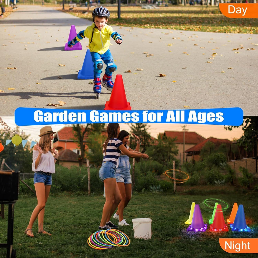 VATOS Light Up Wurfspiele Outdoor Spiele gartenspiele für Kinder 3 4 5 6 Jahre, Ball & Ring & Bean B
