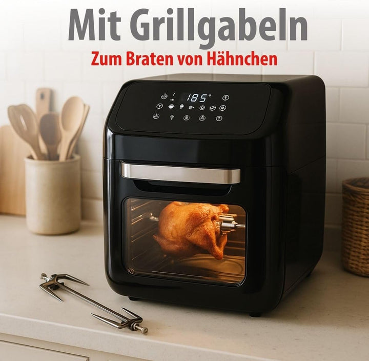 alpina Heissluftofen und Heissluftfritteuse - Airfryer - Digitale Zeit- und Temperaturkontrolle - 18
