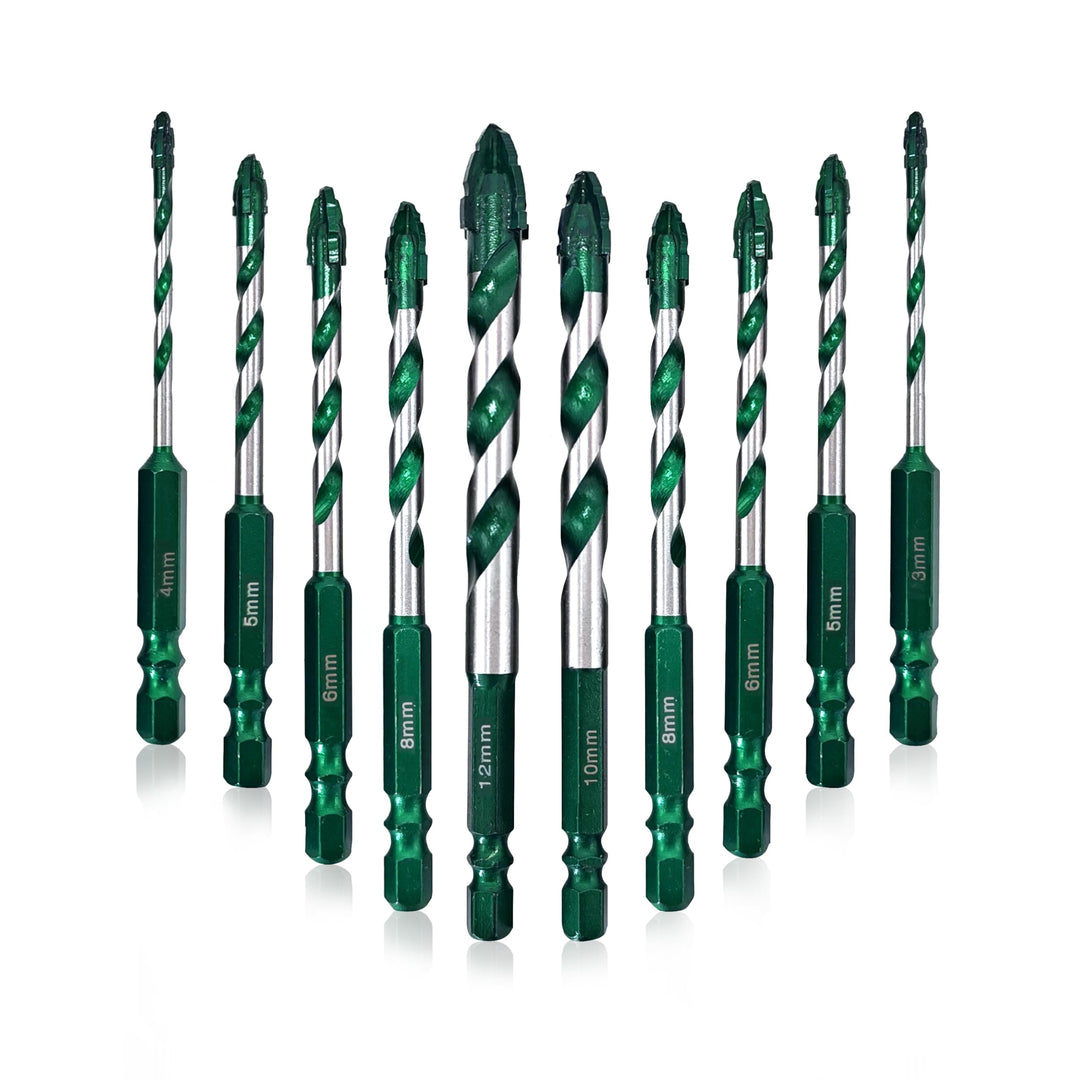 Sägezahnung Fliesenbohrer Exzenterbohrer-Set 10 tlg, Glasbohrer Set mit Kobalt，Keramikbohrer für Fli