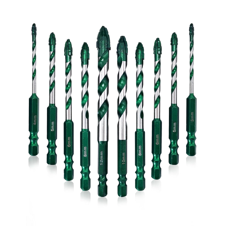 Sägezahnung Fliesenbohrer Exzenterbohrer-Set 10 tlg, Glasbohrer Set mit Kobalt，Keramikbohrer für Fli