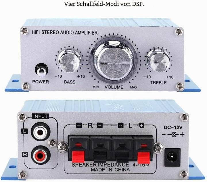 Bewinner Auto Amplifier,Digitaler Audio Vier Kanal Verstärker,HiFi Audio Musik CD DVD MP3 FM Player