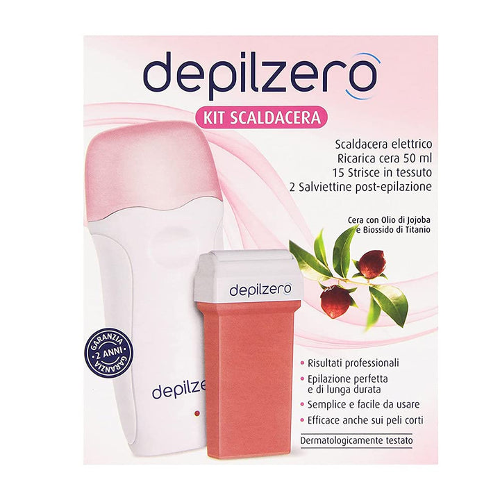 Depilzero Kit Scaldacera + Ricarica + Strisce Depilatorie + Salviettine