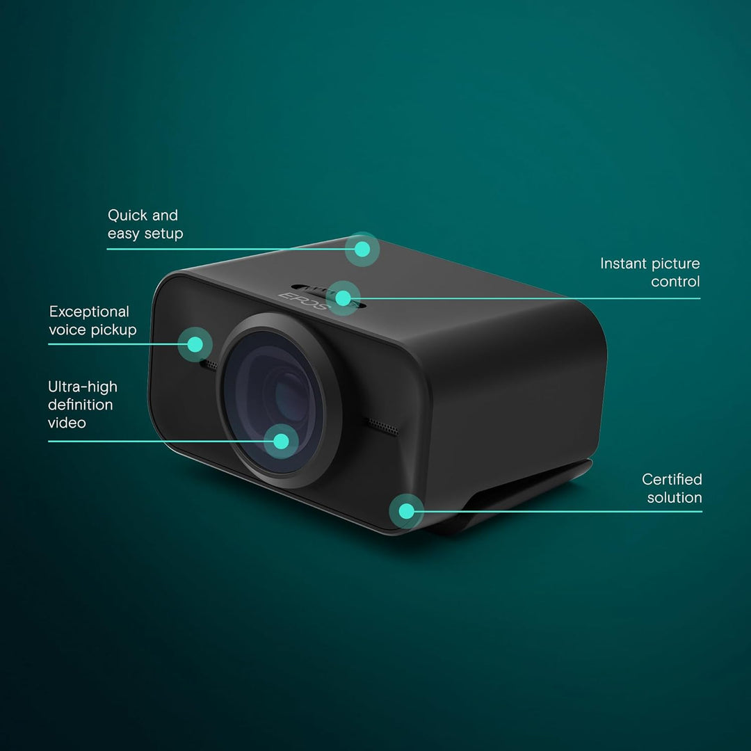 EPOS Expand Vision 1, 4k USB Webcam Microsoft Teams und Zoom Zertifiziert mit Noise Canceling Mikrof