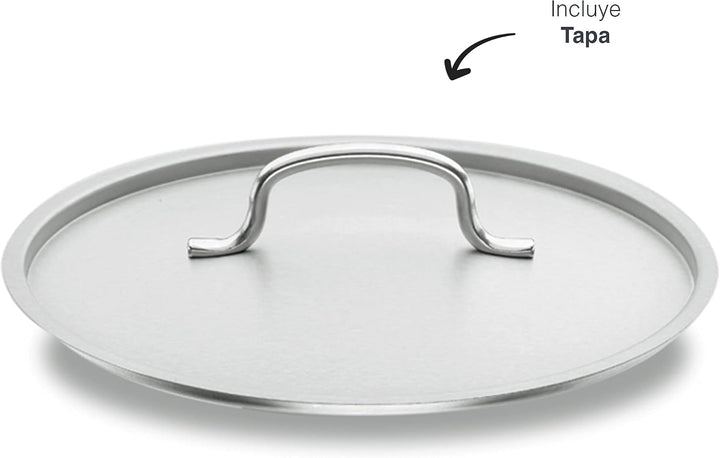 Lacor 50136 Hoher Suppentopf mit Deckel 36 cm, Silber