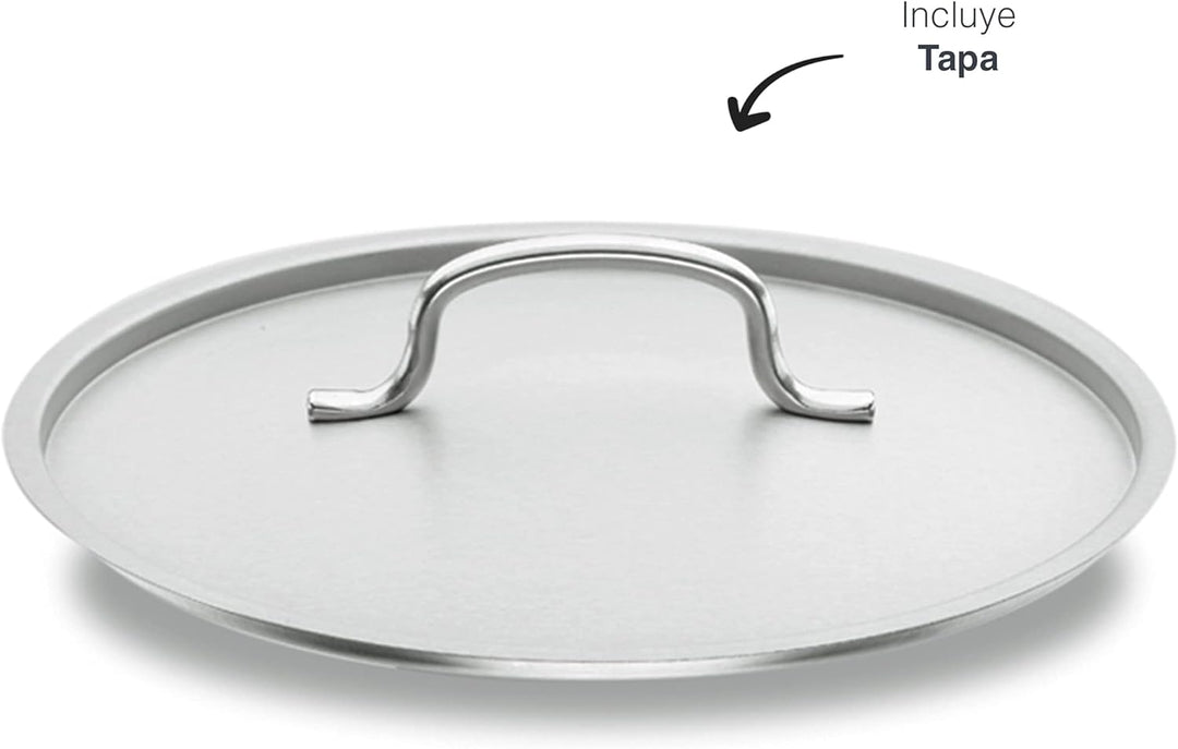 Lacor 50124 Hoher Suppentopf mit Deckel 24 cm Silber