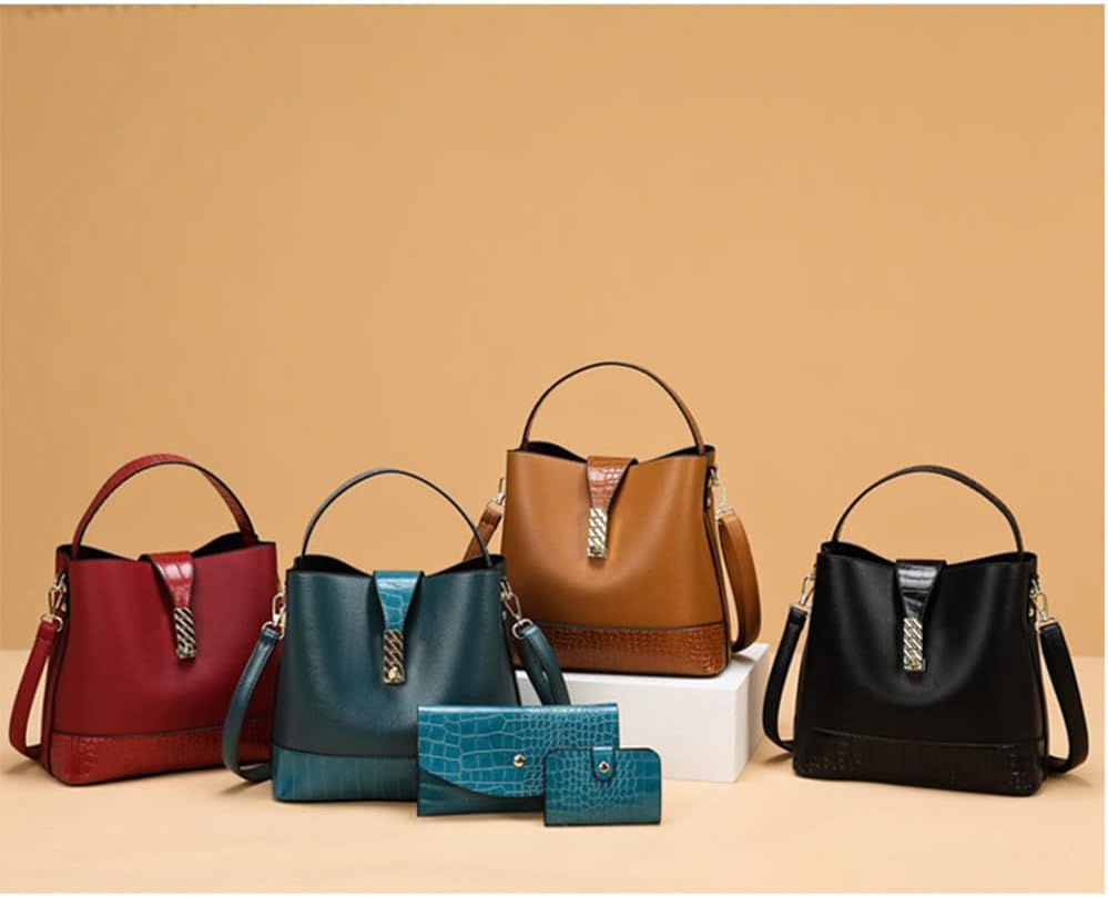 Coolives ，Damen Handtaschen-Set Damentasche aus PU-Leder mit Krokodilledermuster Henkeltasche Handta