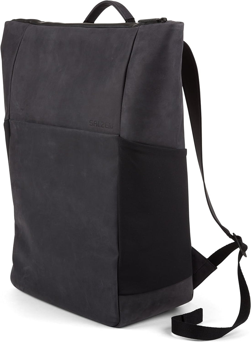 Salzen Sleek Line Nubuk Leather Rucksack, 48 cm, 17 Liter, Charcoal Black