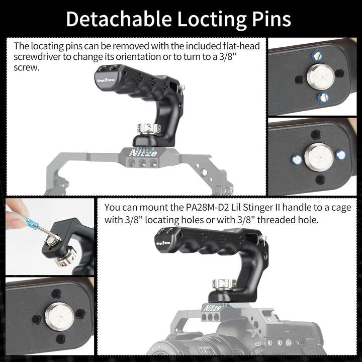 Nitze Top Handle, Mini Handle Grip mit 3/8"-16 ARRI Locating Pins,für Camera Cage, Universal Video R