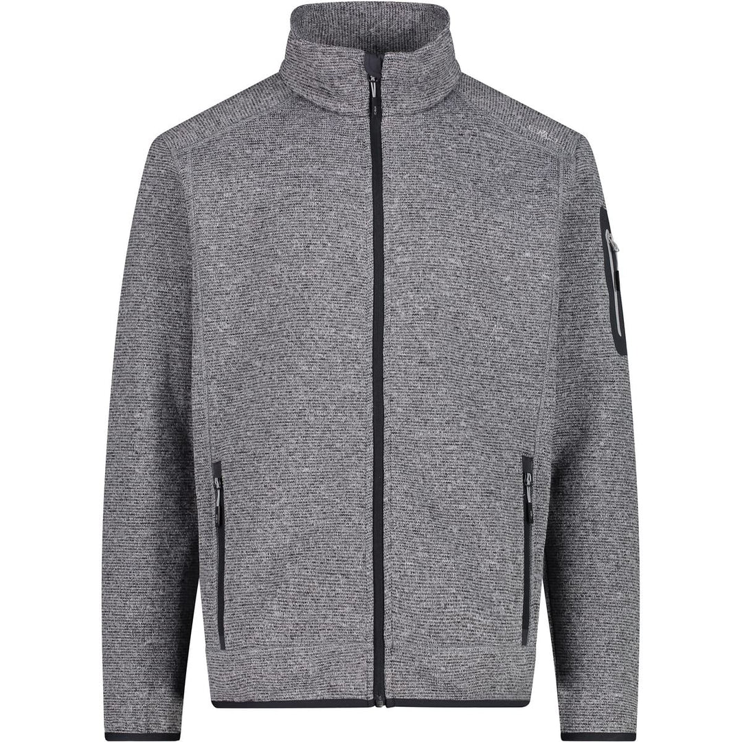 CMP Herren Knit tech mélange Fleece Jacket Fleecejacke S Eis-titan-schwarz, S Eis-titan-schwarz