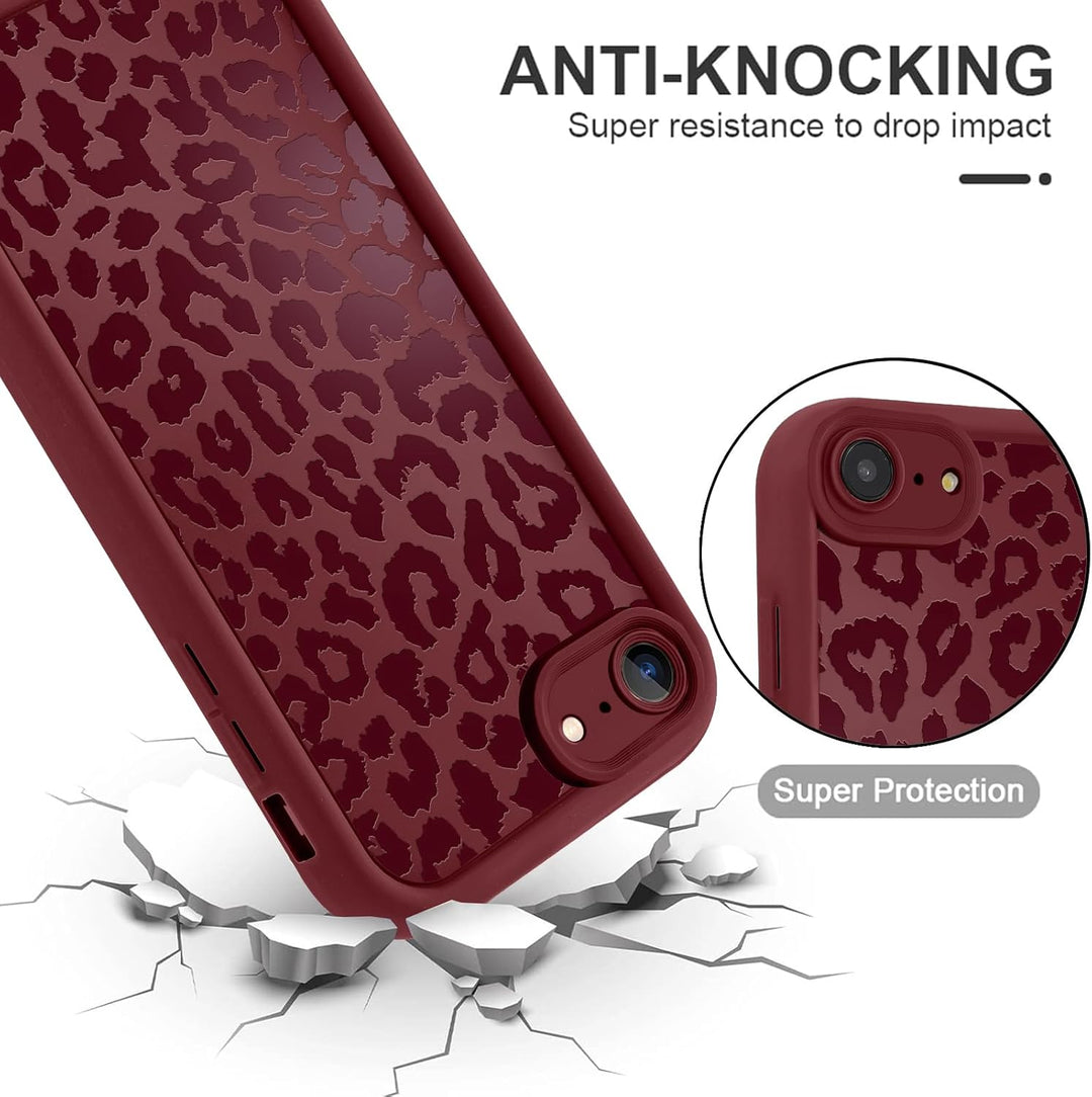 ZhuoFan Handyhülle für iPhone 7/8/iPhone SE 2022 /SE 2020 hülle 4,7”, Aesthetic Leopard Muster Rot M