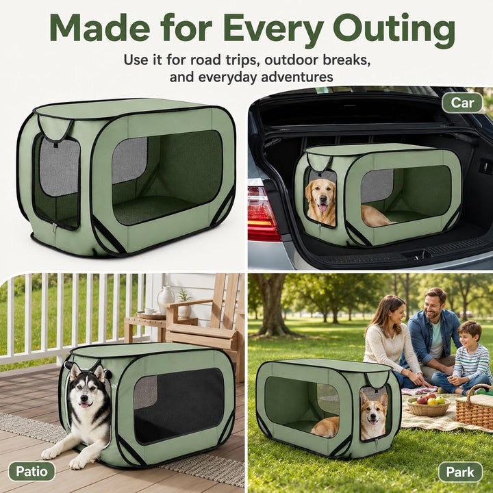 GOOGO Faltbare Hundebox Faltbar, 92×52×52 cm, Oxford Stoff Weiche Hundetransportbox Auto mit Atmungs