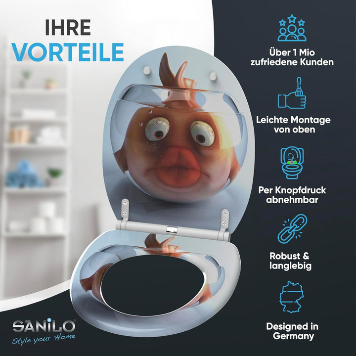 Sanilo WC-Sitz mit Absenkautomatik l Hochwertiger Toilettensitz aus Holz l Toilettendeckel in versch