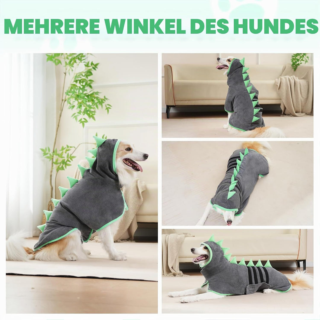 HundeBademantel Mikrofaser Schnell Trocknend, Einstellbar Hundehandtuch Extra Saugfähig für Mittel &