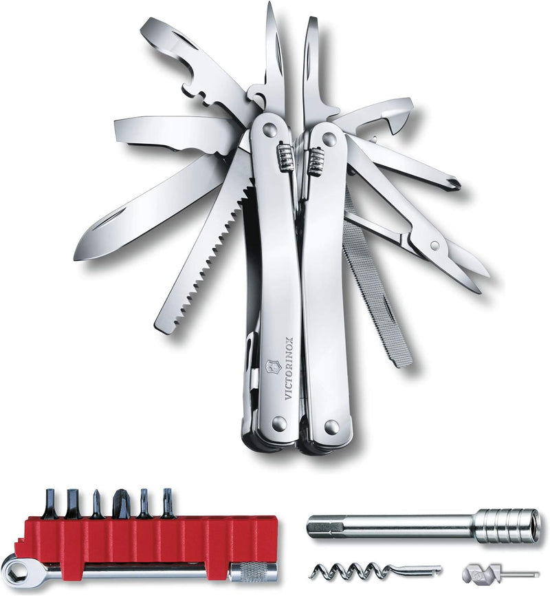 Victorinox, Multifunktionswerkzeug, Swiss Tool Spirit X Plus Ratchet, Silber (36 Funktionen, Festste