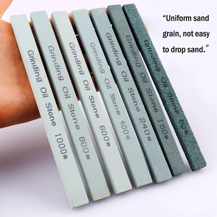 Schärfstein Set,7pcs Messer Abziehstein Set Grün Siliziumkarbid Öl Stein Abziehstein für Messer,Die