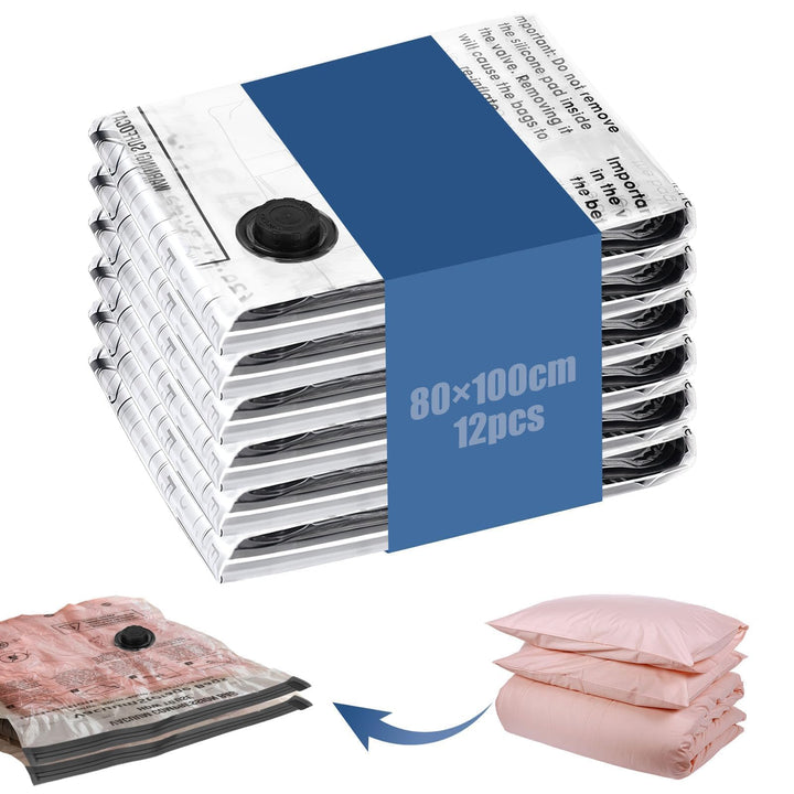 80×100 cm Vakuumbeutel für Kleidung 12 Stück Gross Vakuumbeutel für Bettdecken Feuchtigkeits Vacuum