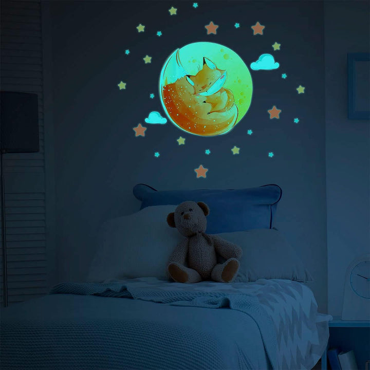 Ambiance Sticker Leuchtend Phosphoreszierend - Verträumter Fuchs - Fluoreszierender Deckenaufkleber