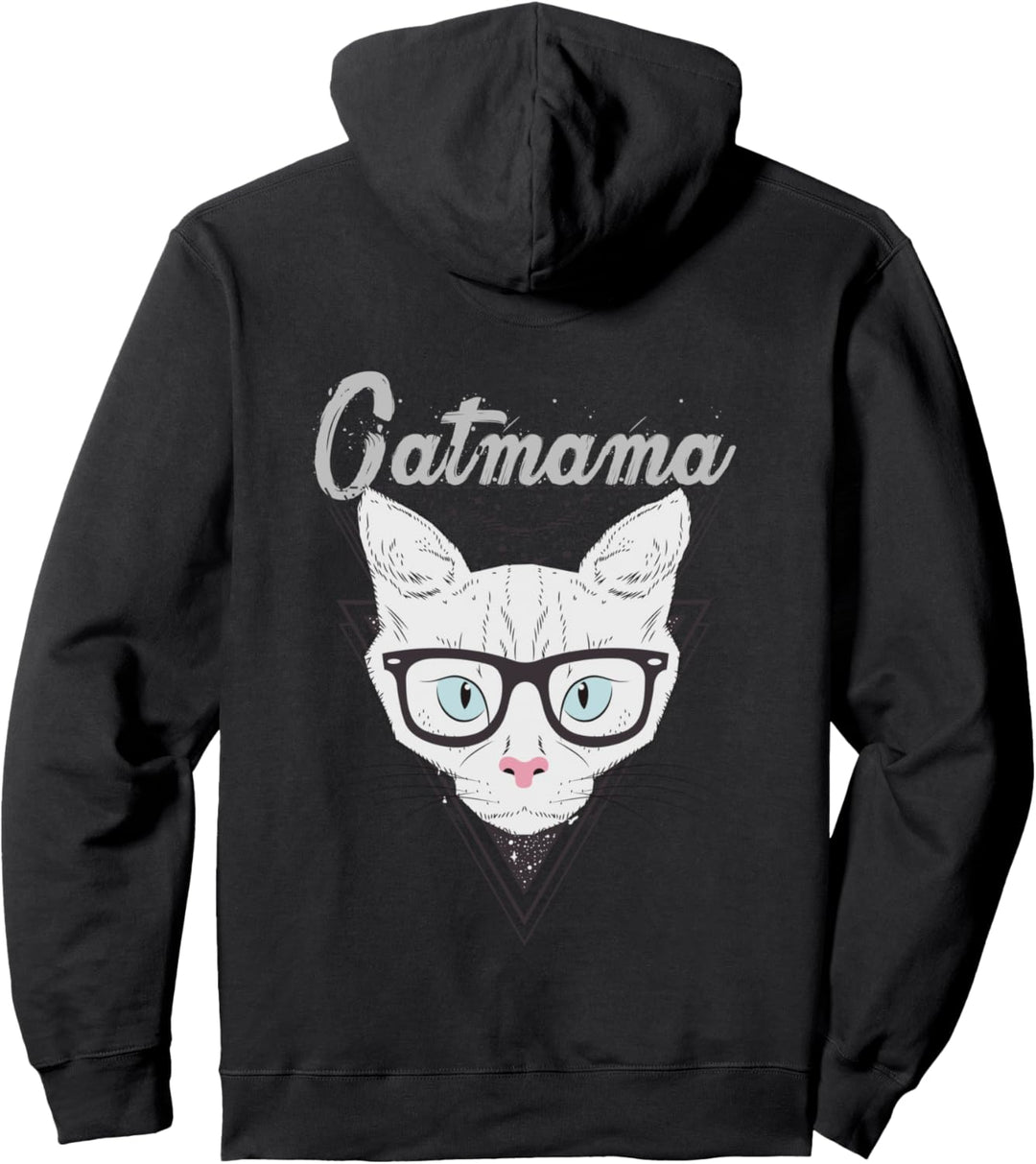 Moderne Hipster Katze mit Brille für Verrückte Katzenmama Pullover Hoodie