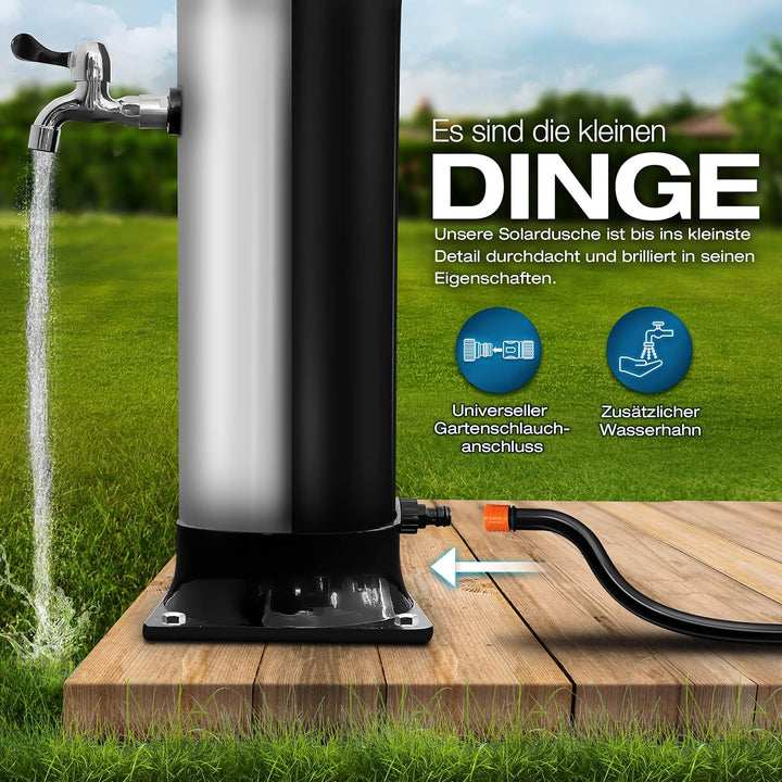 tillvex Solardusche 20 Liter inkl. Schutzhaube | Solar Garten-dusche warmes Wasser | Pooldusche Camp