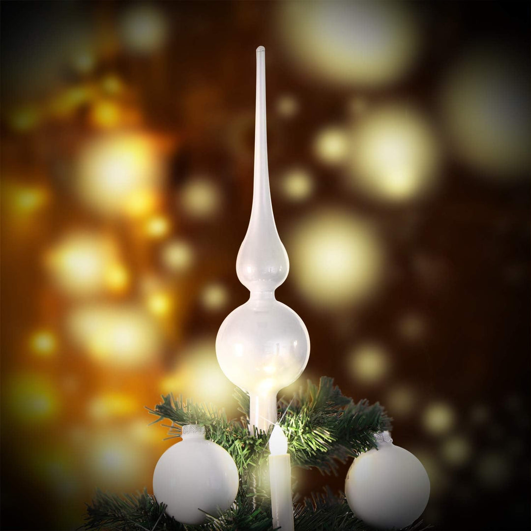 com-four® Weihnachtsbaumspitze glänzend - Christbaumspitze aus echtem Glas für Weihnachten - Tannenb