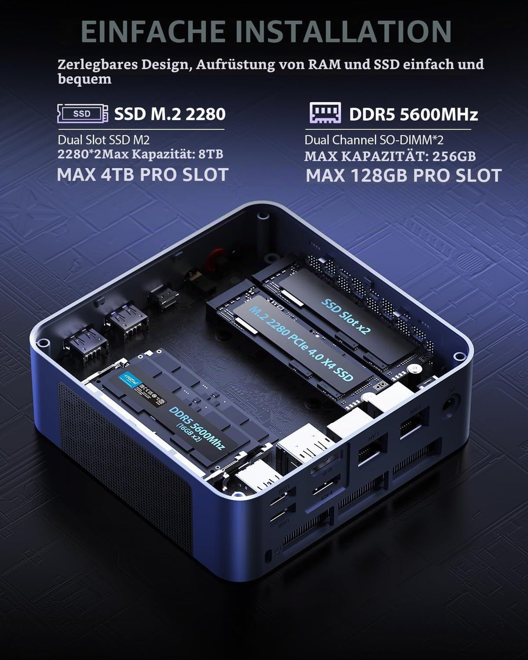 BOSGAME M4 Neo OCulink Mini Gaming PC, mit AMD Ryzen 7 7840HS 8 Kerne 16 Threads Bis zu 5,1 GHz Proz