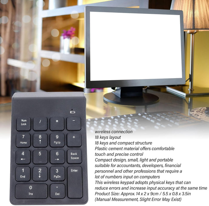 VBESTLIFE Drahtlose Nummernblöcke, Ziffernblock Numpad 18 Tasten Tragbare Bluetooth 5.0-Finanzbuchha